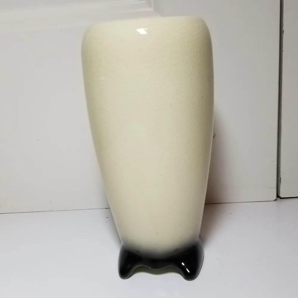 Vintage Royal Copley cream with green ivy ceramic vase Orignal Sticker